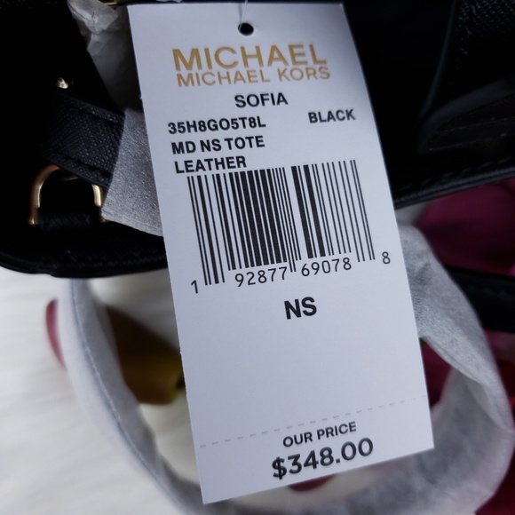 🌺NWT Michael Kors MD Sofia Tote Bag Purse Black - Picture 8 of 8